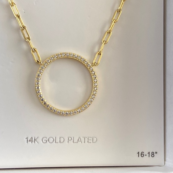 Sterling Forever 14K Yellow Gold Plated Open Circle Cubic Zirconia Necklace - Picture 7 of 9